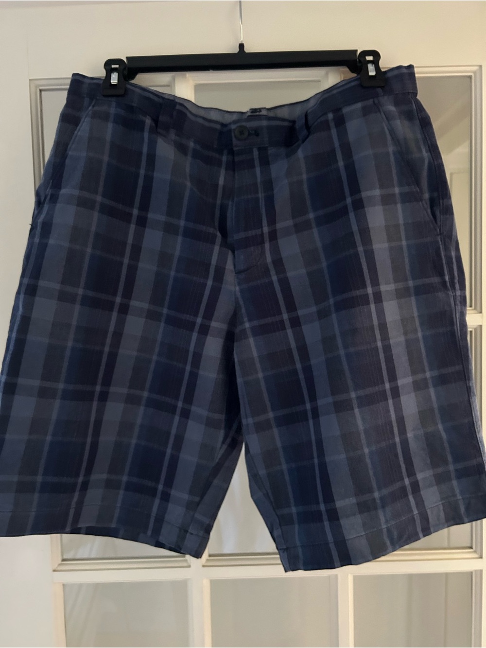 Banana Republic Blue Plaid Flat-Front Men's Shorts